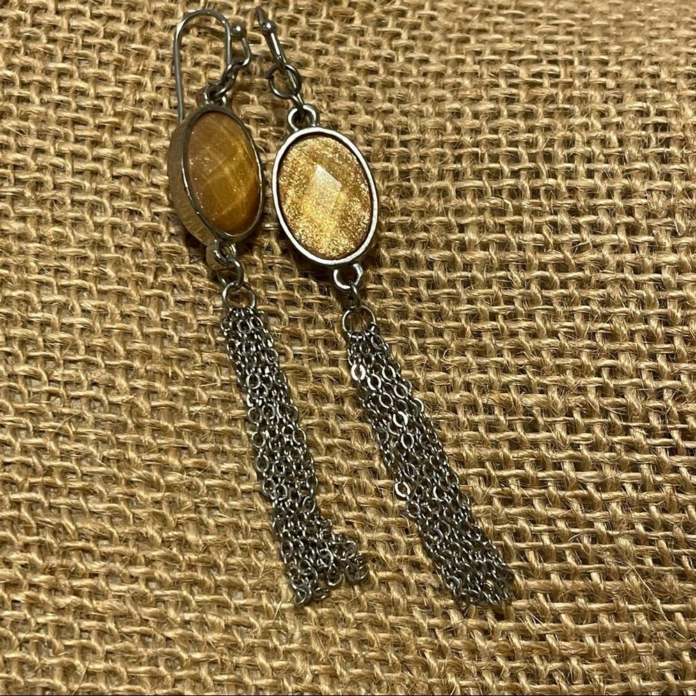 Druzy Multi Faceted iridescent tassel earrings